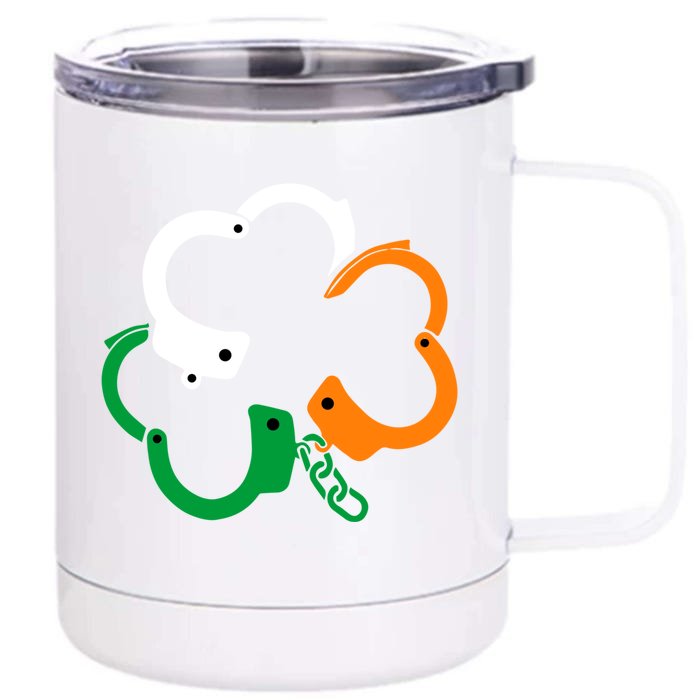 Irish Handcuffs Shamrock St Patrick's Day Police Gift Front & Back 12oz Stainless Steel Tumbler Cup