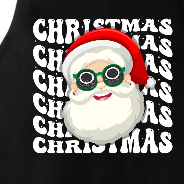 Ice Hockey Santa Groovy Christmas Ice Hockey Player Xmas Cute Gift Ladies Tri-Blend Wicking Tank