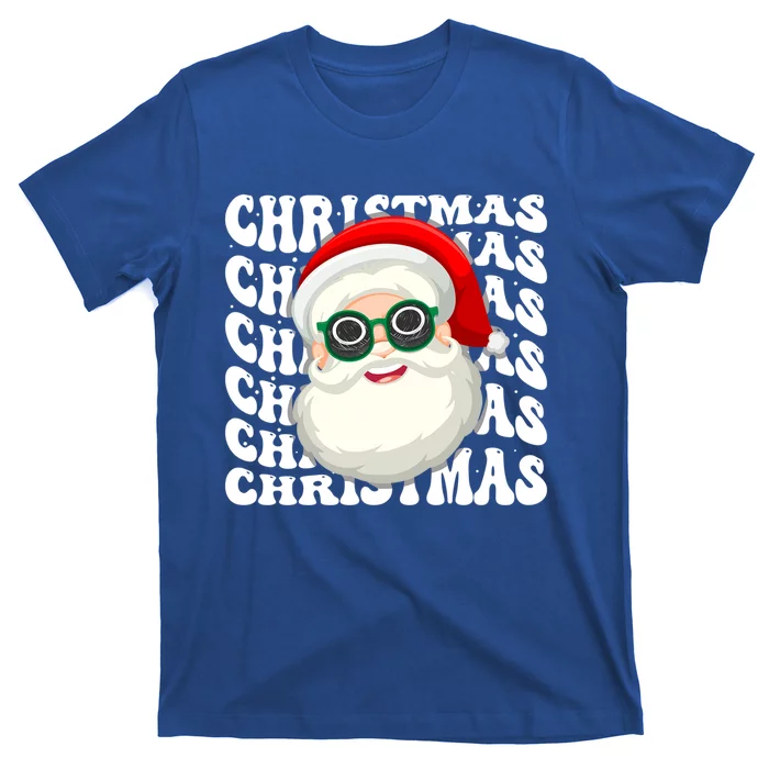 Ice Hockey Santa Groovy Christmas Ice Hockey Player Xmas Cute Gift T-Shirt