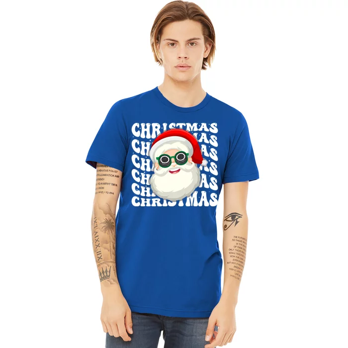 Ice Hockey Santa Groovy Christmas Ice Hockey Player Xmas Cute Gift Premium T-Shirt