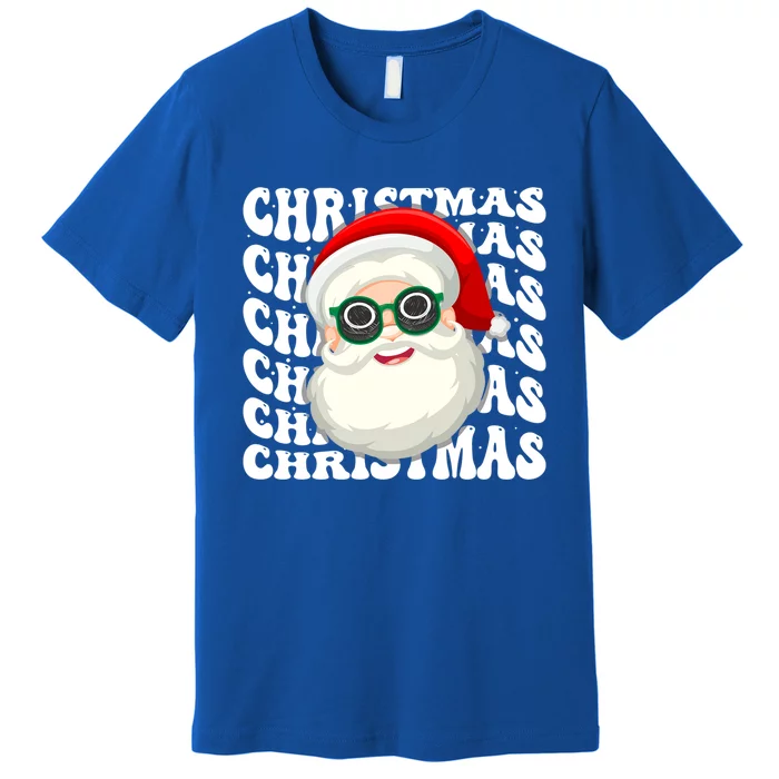 Ice Hockey Santa Groovy Christmas Ice Hockey Player Xmas Cute Gift Premium T-Shirt