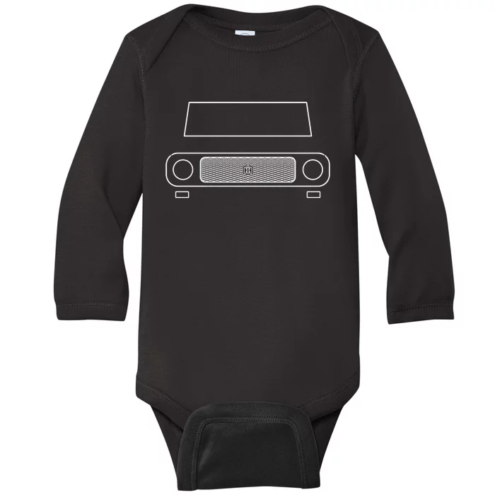 International Harvester Scout 80 1963 Truck White Outline Baby Long Sleeve Bodysuit