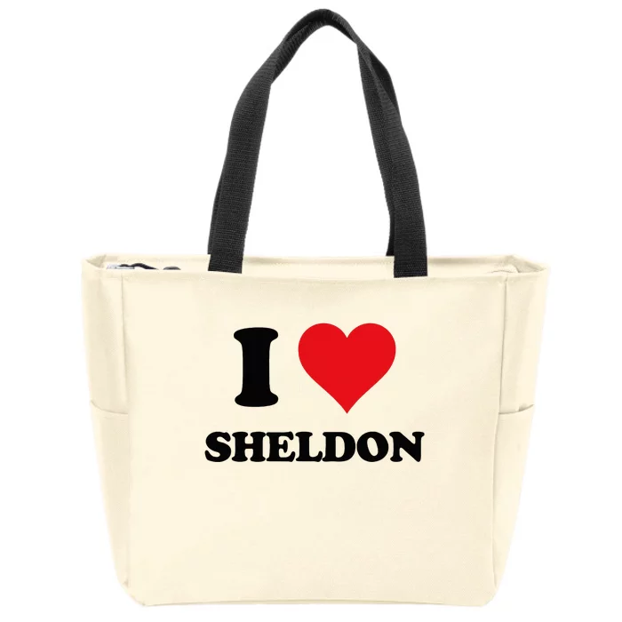 I Heart Sheldon First Name Zip Tote Bag