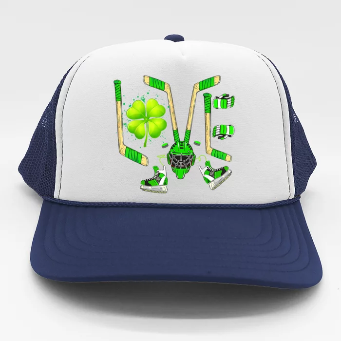 Ice Hockey St Patricks Day Love Cute Boy Girl Goalie Trucker Hat