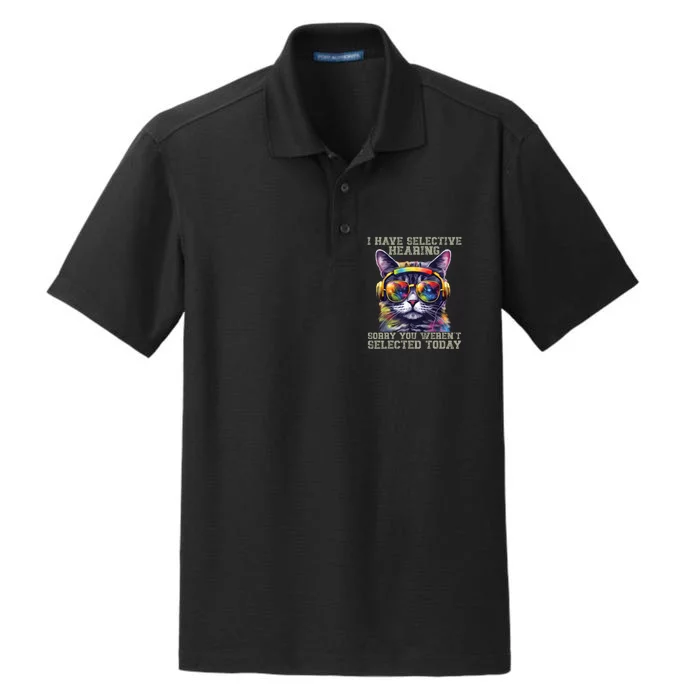 I Have Selective Hearing Cool Funny Cat Design Headphones Dry Zone Grid Performance Polo