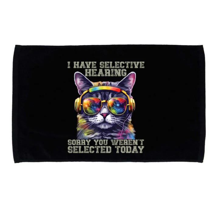 I Have Selective Hearing Cool Funny Cat Design Headphones Microfiber Hand Towel