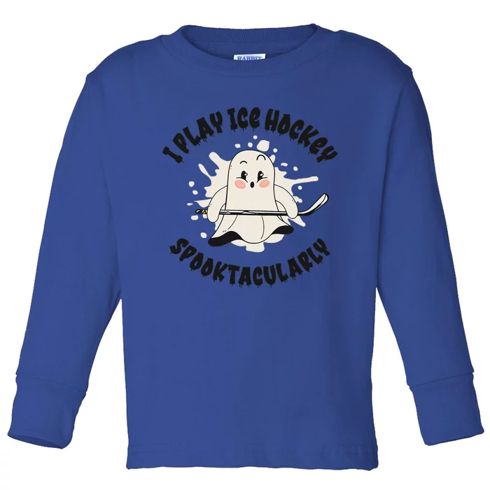 Ice Hockey Sports Halloween Season Ghost Player Toddler Long Sleeve Shirt