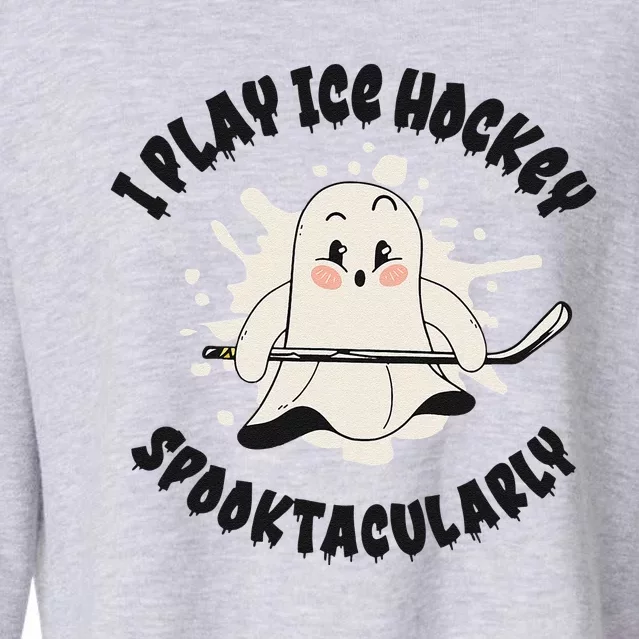 Ice Hockey Sports Halloween Season Ghost Player Cropped Pullover Crew