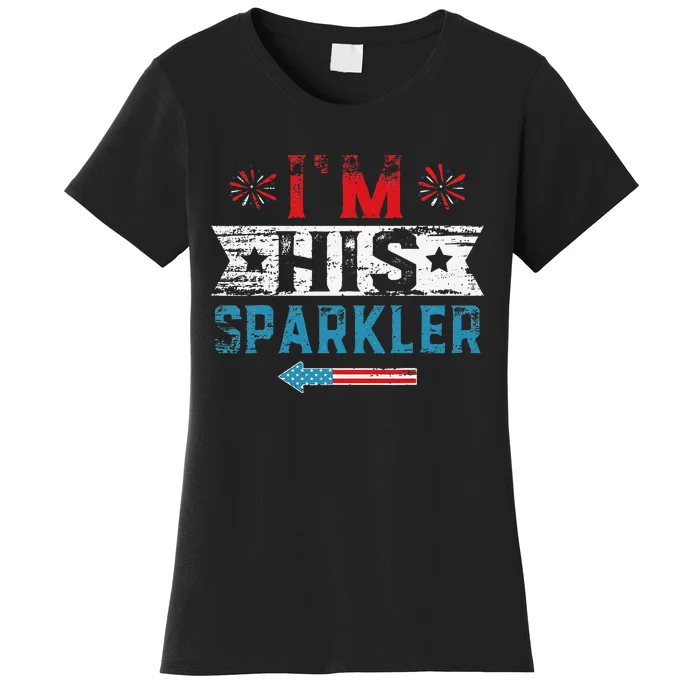 I'm His Sparkler His And Her 4th Of July Matching Couples Women's T-Shirt