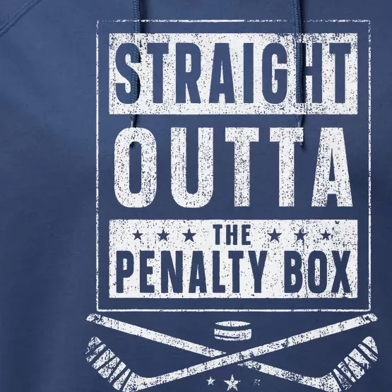 Ice Hockey Straight Outta Penalty Box Funny Performance Fleece Hoodie