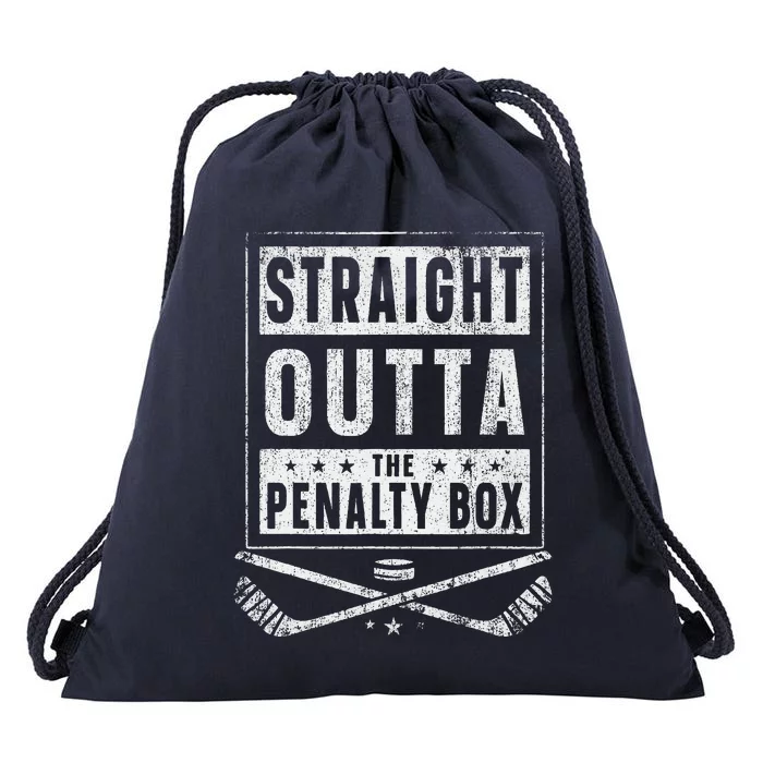 Ice Hockey Straight Outta Penalty Box Funny Drawstring Bag