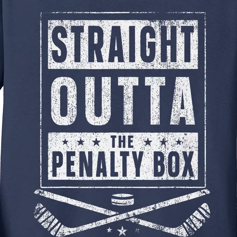 Ice Hockey Straight Outta Penalty Box Funny Kids Long Sleeve Shirt