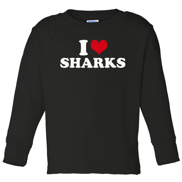 I Heart Sharks Toddler Long Sleeve Shirt