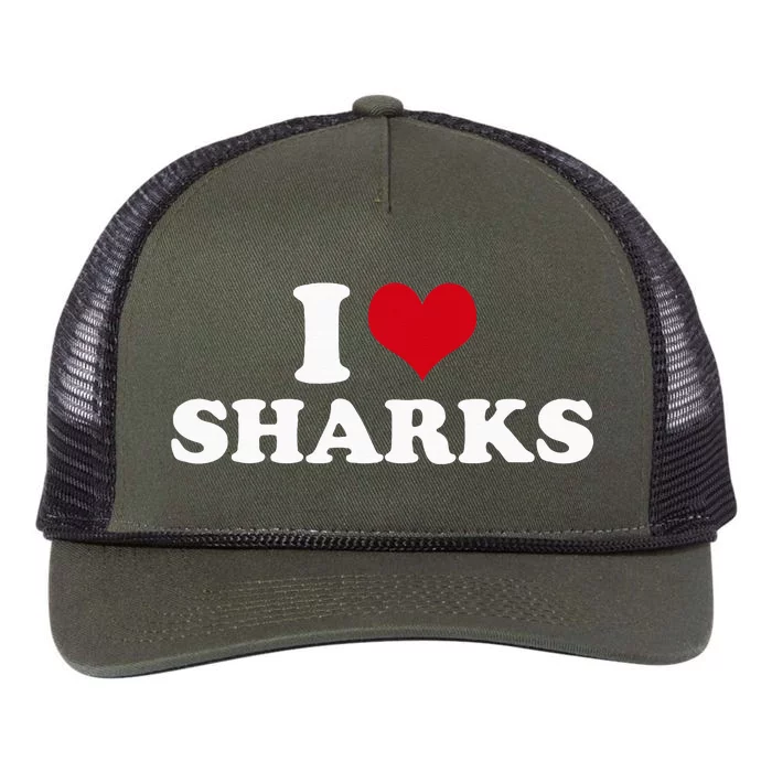 I Heart Sharks Retro Rope Trucker Hat Cap