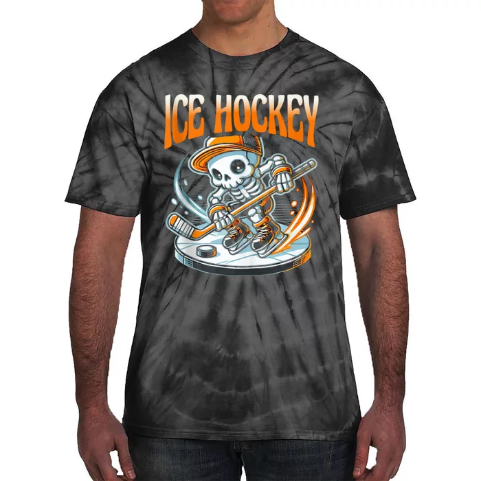 Ice Hockey Skeleton Tie-Dye T-Shirt