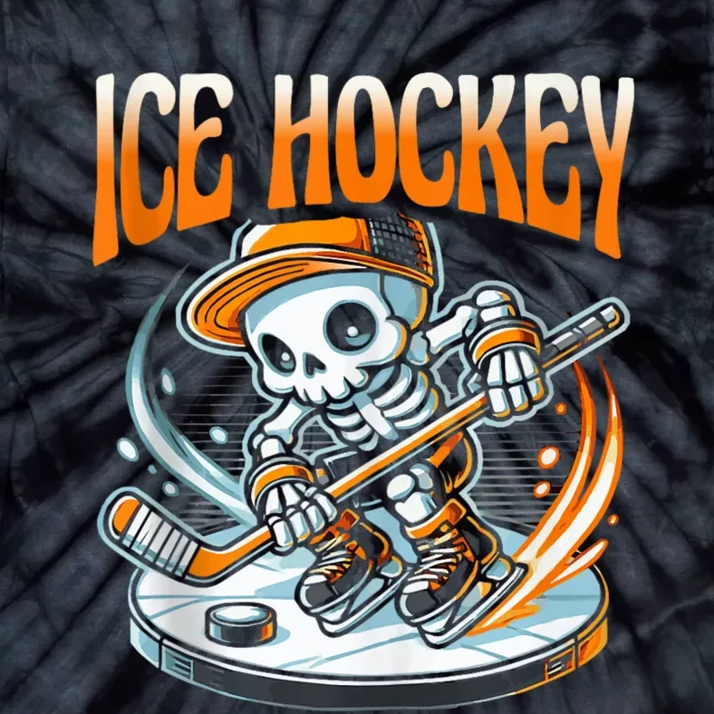 Ice Hockey Skeleton Tie-Dye T-Shirt