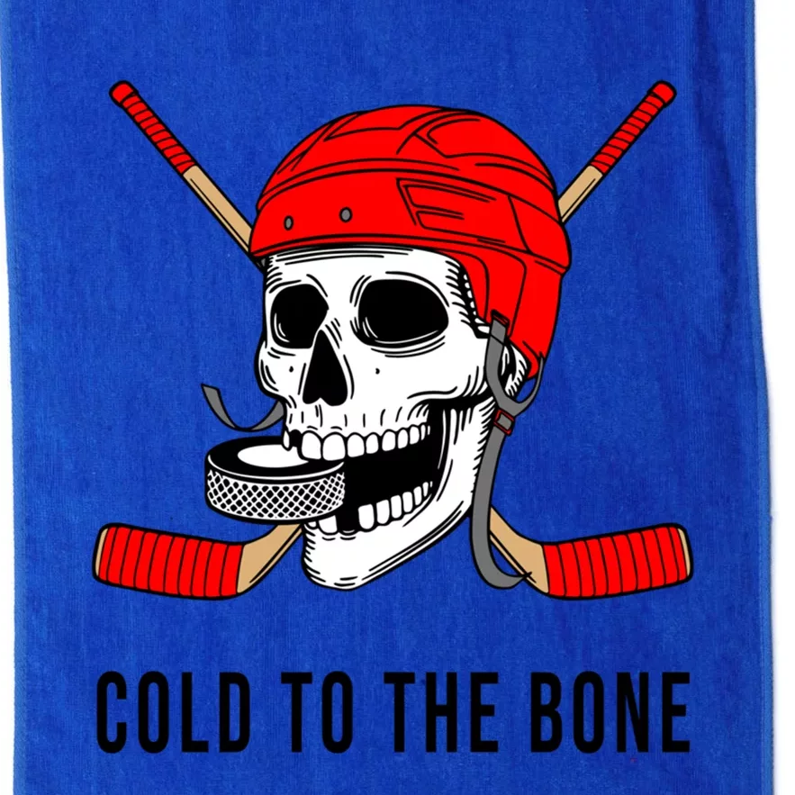 Ice Hockey Skeleton With Helmet Puck And Sticks Funny Funny Gift Platinum Collection Golf Towel