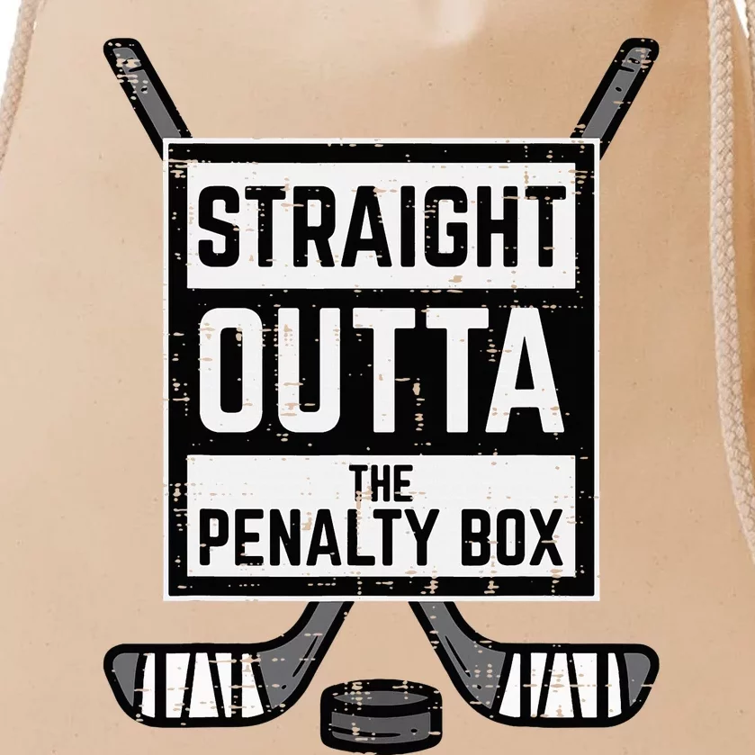 Ice Hockey Straight Outta Penalty Box Drawstring Bag