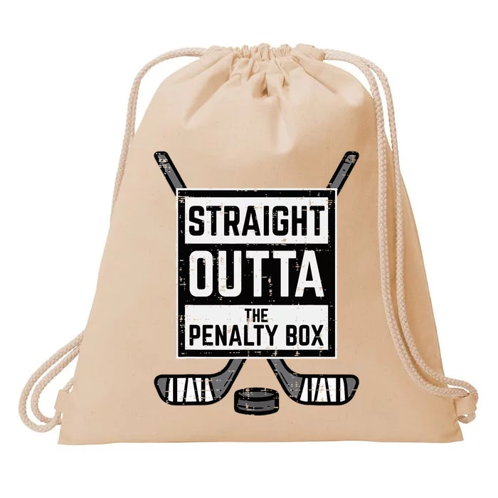 Ice Hockey Straight Outta Penalty Box Drawstring Bag