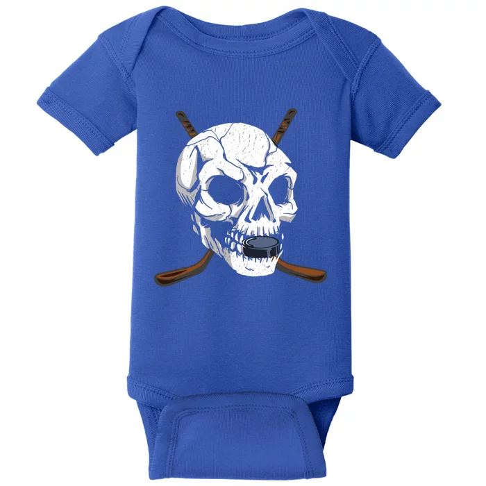 Ice Hockey Skull Play Hockey Team Sport Hockey Stick Meaningful Gift Baby Bodysuit