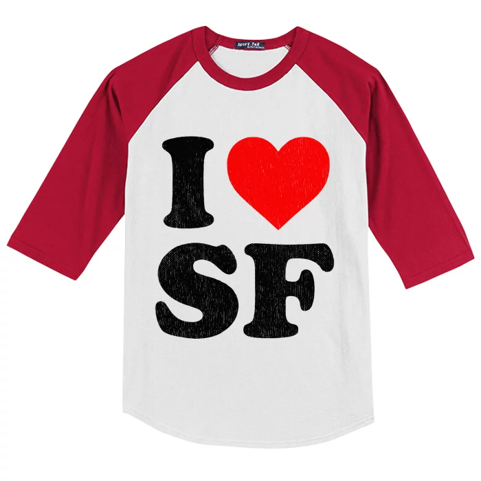 I Heart Sf Souvenir Frisco I Love San Francisco Kids Colorblock Raglan Jersey