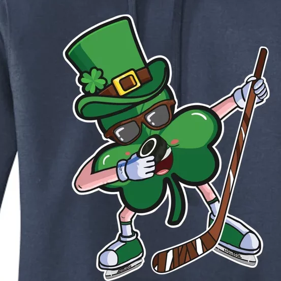 Ice Hockey St Patricks Day Hockey Shamrock Funny Gift Women's Pullover Hoodie