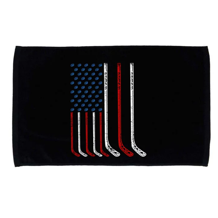 Ice Hockey Sticks American Flag Gift Microfiber Hand Towel