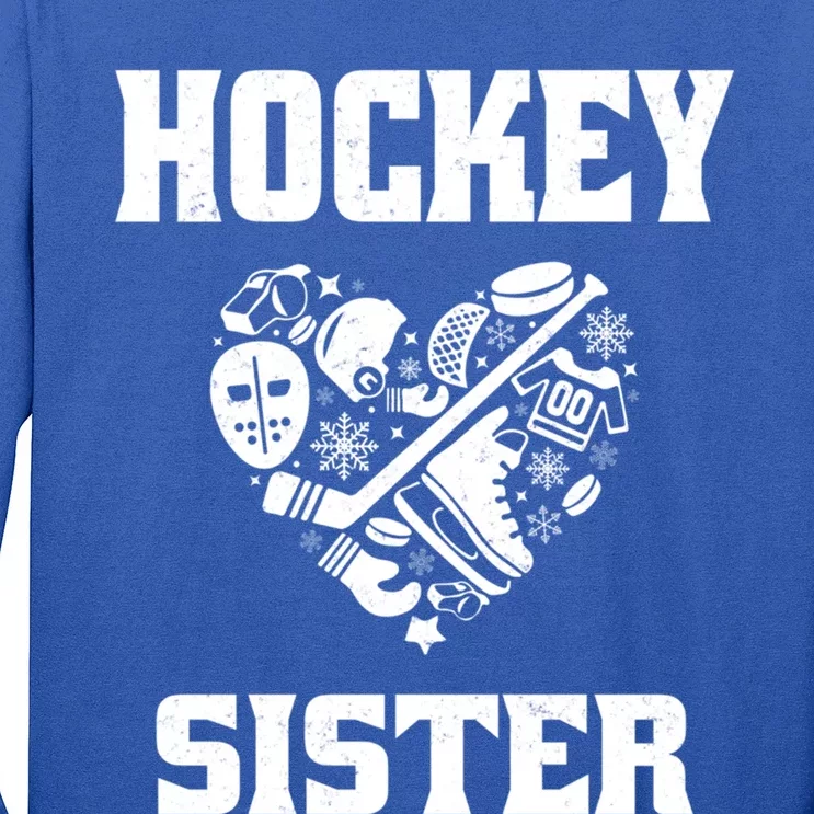 Ice Hockey Sister Love Heart Game Day For Winter Sports Fun Great Gift Long Sleeve Shirt