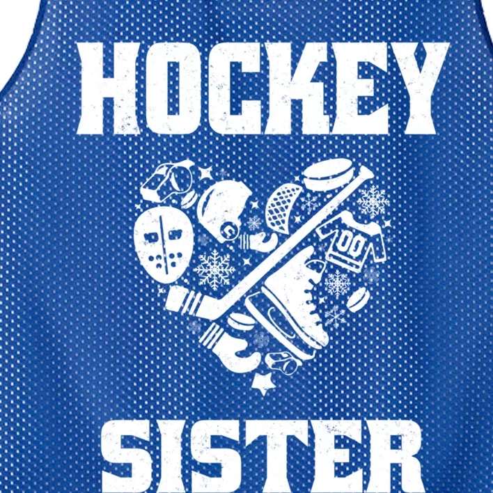 Ice Hockey Sister Love Heart Game Day For Winter Sports Fun Great Gift Mesh Reversible Basketball Jersey Tank