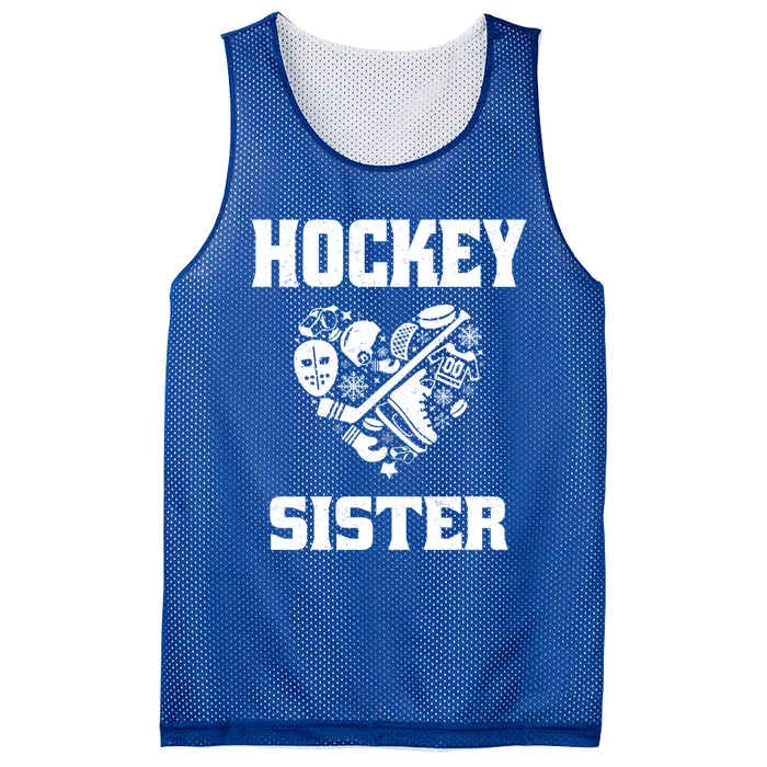 Ice Hockey Sister Love Heart Game Day For Winter Sports Fun Great Gift Mesh Reversible Basketball Jersey Tank