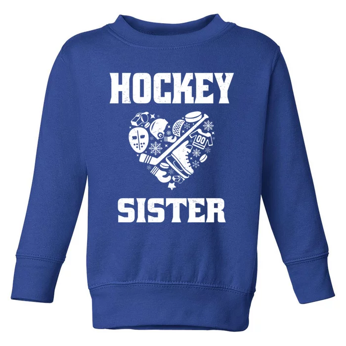 Ice Hockey Sister Love Heart Game Day For Winter Sports Fun Great Gift Toddler Sweatshirt