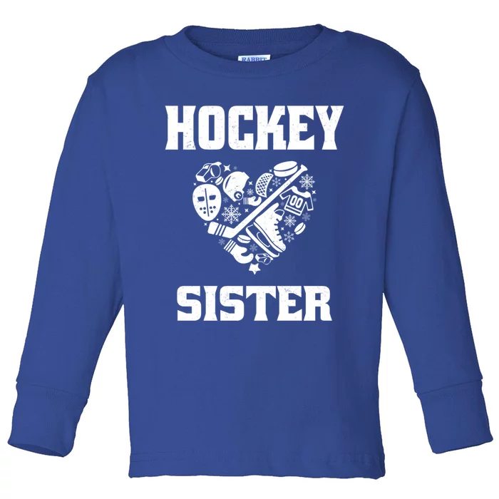 Ice Hockey Sister Love Heart Game Day For Winter Sports Fun Great Gift Toddler Long Sleeve Shirt