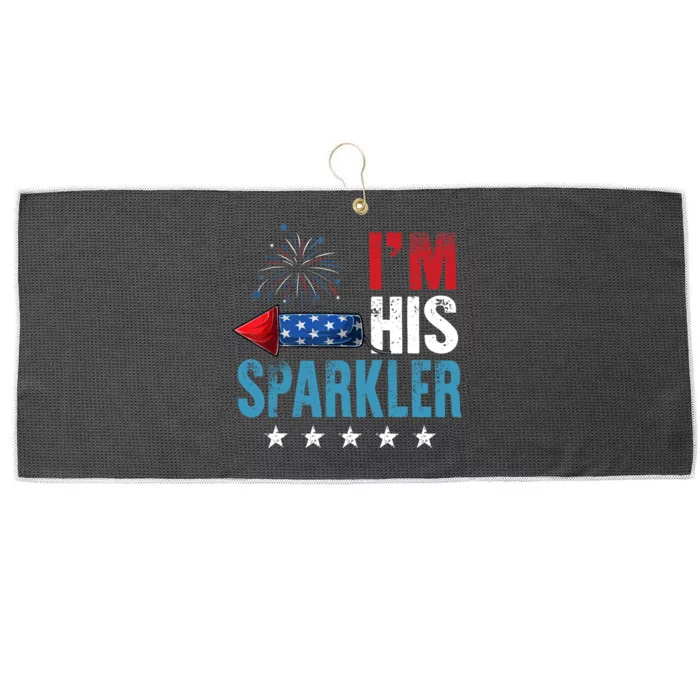 I'm His Sparkler His And Her 4th Of July Matching Couples Large Microfiber Waffle Golf Towel