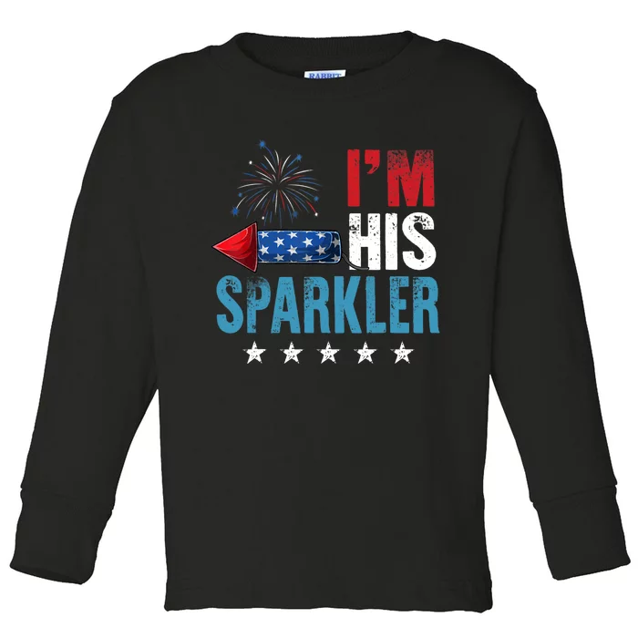 I'm His Sparkler His And Her 4th Of July Matching Couples Toddler Long Sleeve Shirt