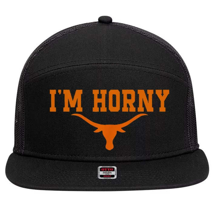 I’M Horny Texaslonghorns Austin Pride Bull American 7 Panel Mesh Trucker Snapback Hat