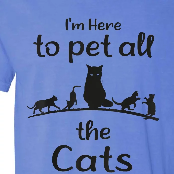 I'm Here To Pet All The Cats Funny Idea Cat Garment-Dyed Heavyweight T-Shirt