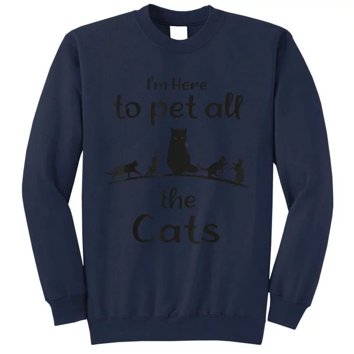 I'm Here To Pet All The Cats Funny Idea Cat Tall Sweatshirt