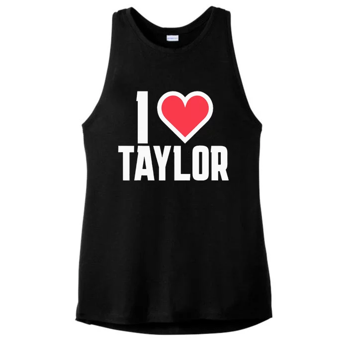 I Heart Taylor Love Design Ladies Tri-Blend Wicking Tank