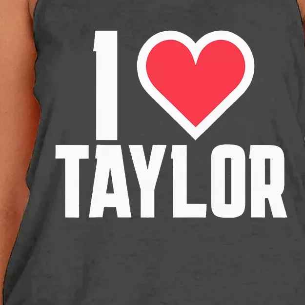 I Heart Taylor Love Design Women's Knotted Racerback Tank