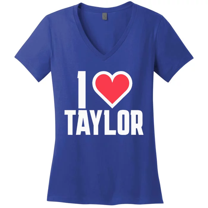 I Heart Taylor Love Design Women's V-Neck T-Shirt