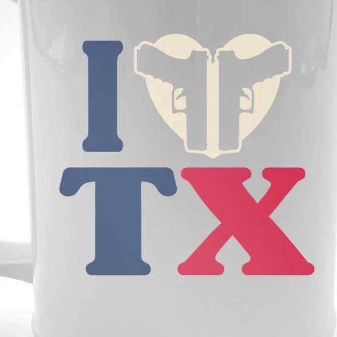 I Heart Texas Tx Love Pro Usa 2nd Adt Pro Gun Gift Front & Back Beer Stein