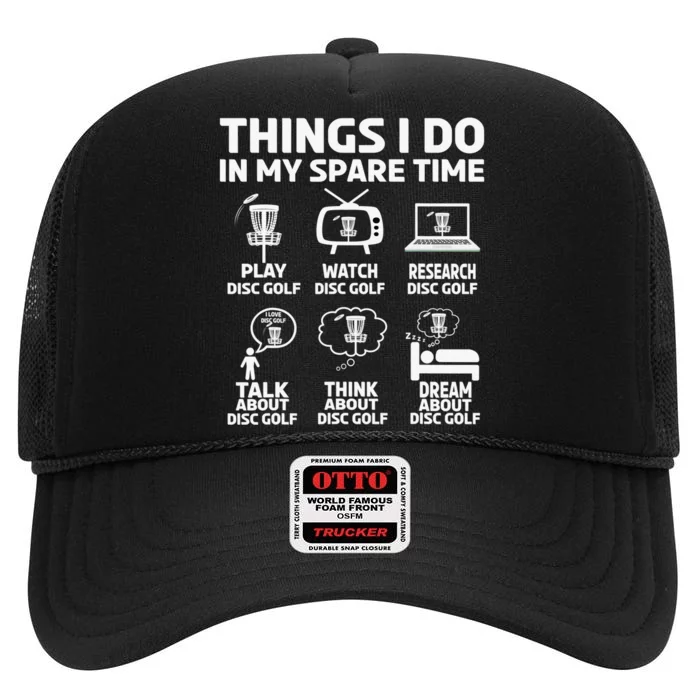 I'm Here To Hit Trees And Curse Disc Golf Frisbee Player High Crown Mesh Trucker Hat