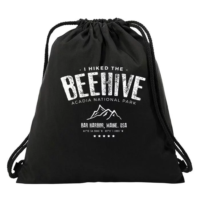 I Hiked The Beehive Trail Acadia National Park Drawstring Bag