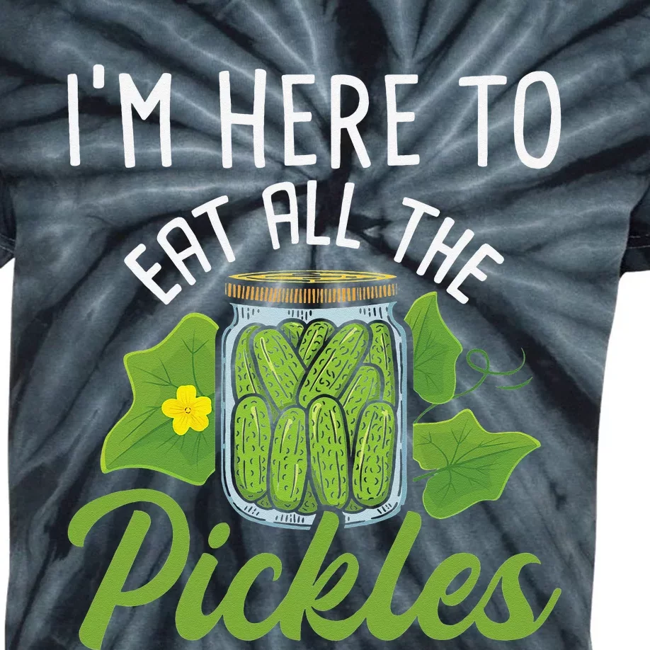 I'm Here To Eat All the Pickles Pickle Cucumber Vegetarian Kids Tie-Dye T-Shirt