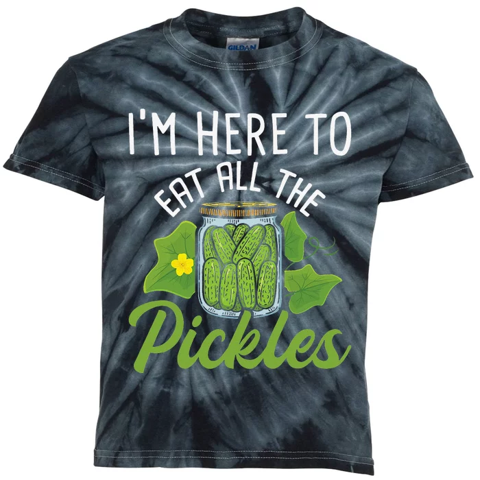 I'm Here To Eat All the Pickles Pickle Cucumber Vegetarian Kids Tie-Dye T-Shirt