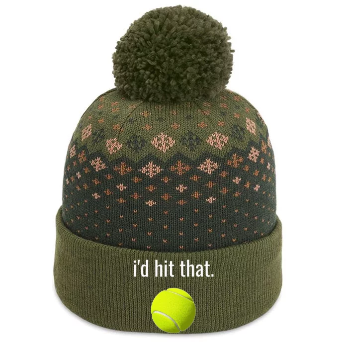 Id Hit That Tennis Funny Tennis Gift The Baniff Cuffed Pom Beanie