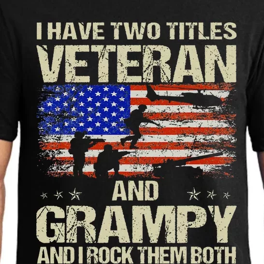 I Have Two Titles Veteran And Grampy Retro Fathers Day Pajama Set