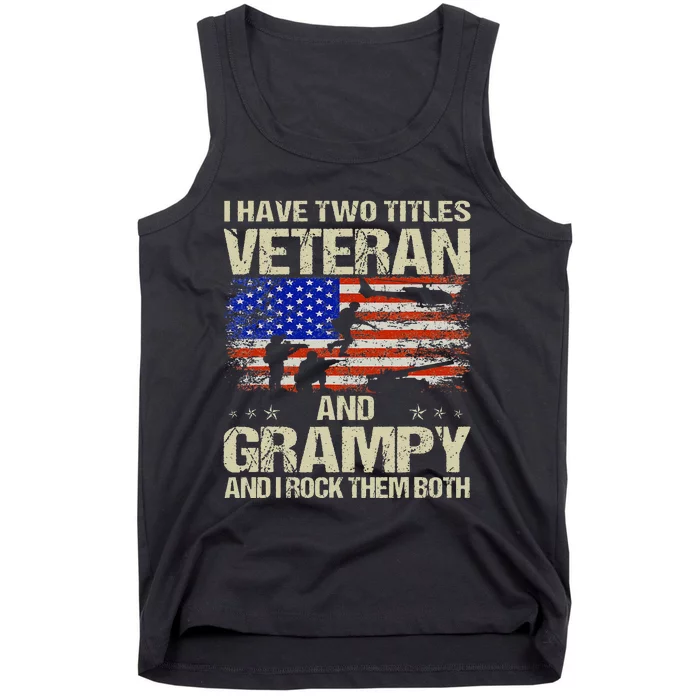 I Have Two Titles Veteran And Grampy Retro Fathers Day Tank Top