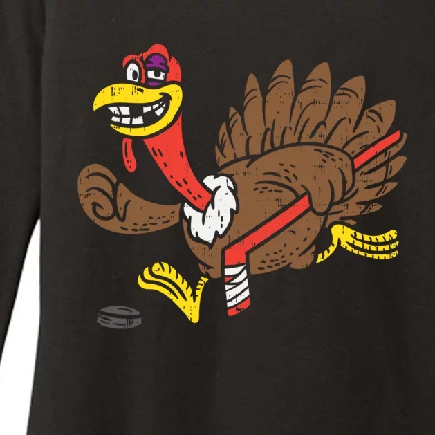 Ice Hockey Turkey Funny Happy Thanksgiving Party Gift Idea Gift Womens CVC Long Sleeve Shirt