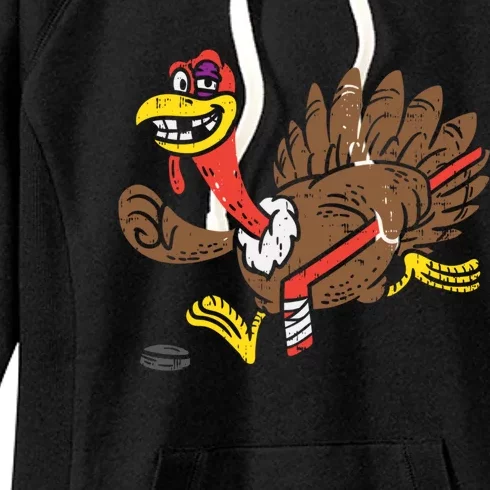 Ice Hockey Turkey Funny Happy Thanksgiving Party Gift Idea Gift Women's Fleece Hoodie